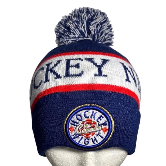 Hockey Night In Canada Knit Beanie With Pom Budweiser Branding Adult NHL - Picture 1 of 8